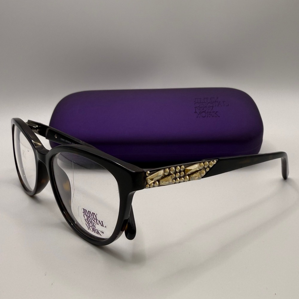 NEW JIMMY CRYSTAL Parnassus Tortoise‎ Womens Semi Cat Eye Eyeglasses 53-17-135